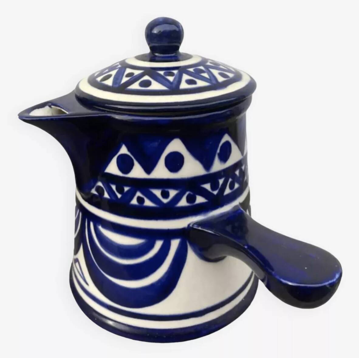 Blue and white ceramic teapot
