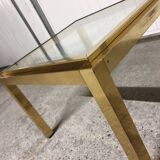 Small coffee table / Vintage brass and glass end table