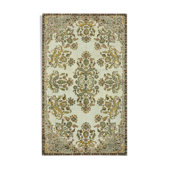 Tapis tissé à la main unique turc des années 1980 186 cm x 302 cm tapis vert