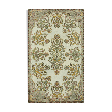 Tapis tissé à la main unique turc des années 1980 186 cm x 302 cm tapis vert