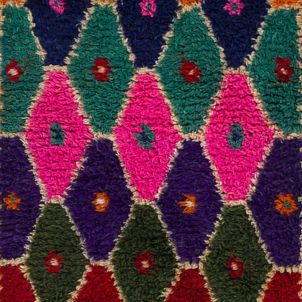Multicolor Vintage Handmade Tulu Rug, Bohemian Eclectic Accent Rug, 100% Wool