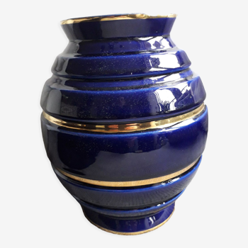 Vintage blue and gold vase