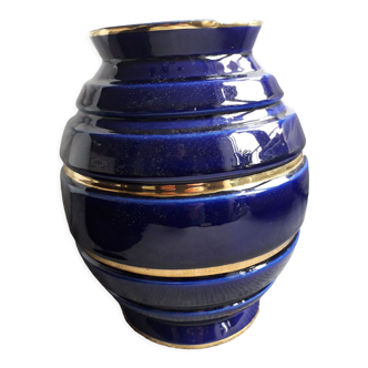 Vintage blue and gold vase