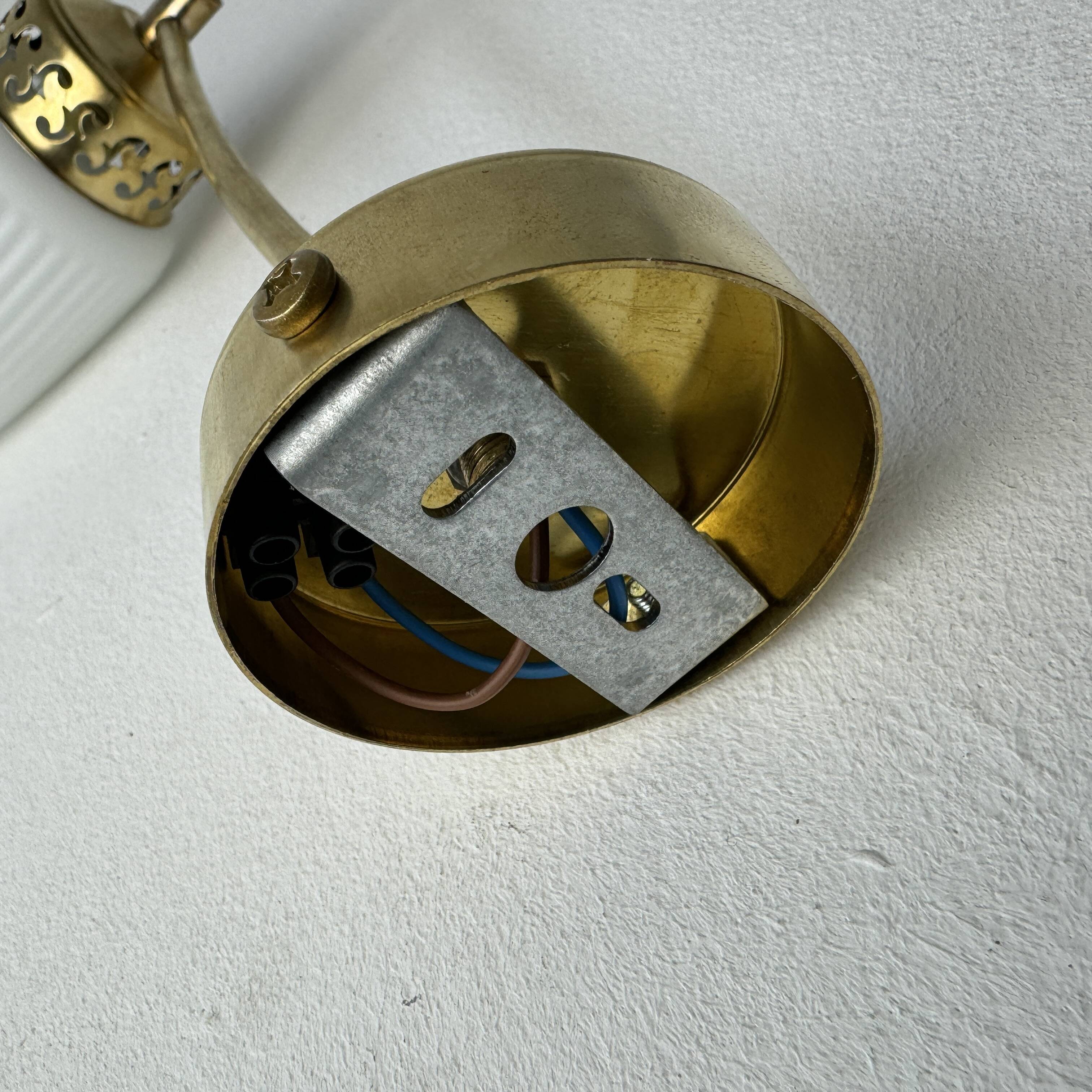 Set of 3 vintage opaline wall lights