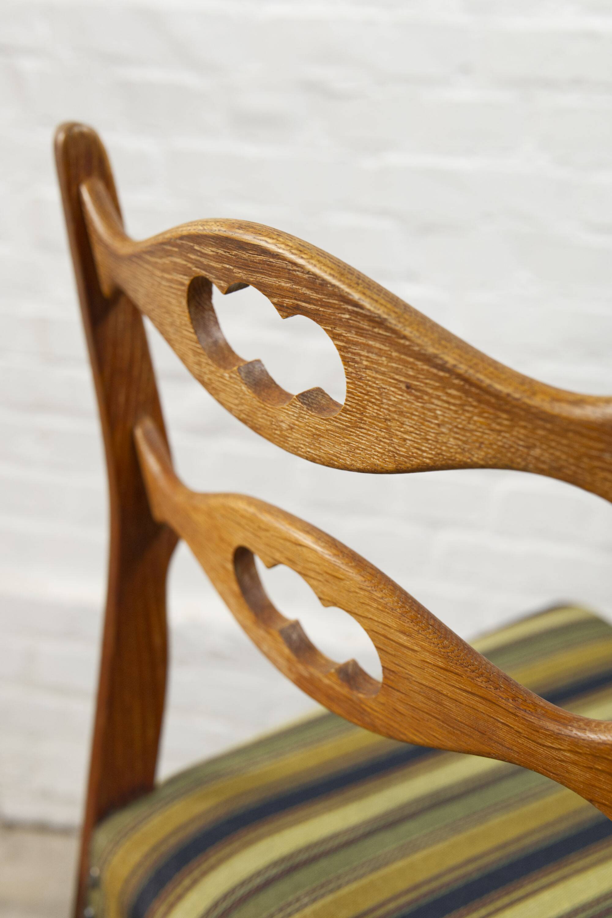 Set of four oak and wool dining room chairs by Henning Kjaernulf, 1960's