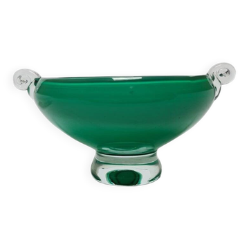 Panier en verre vintage de HSG Tarnowiec, Pologne, années 1970