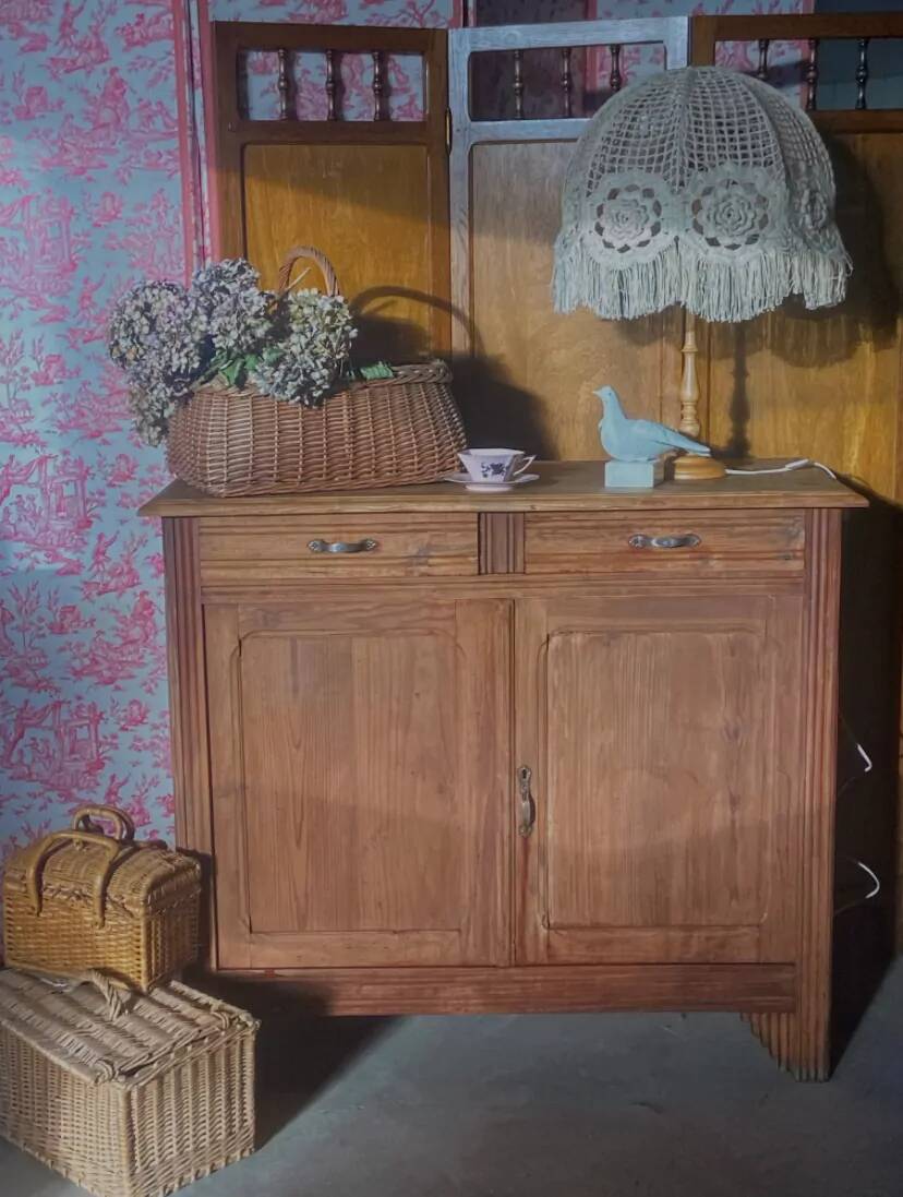 Antique sideboard in waxed pine, country house style
