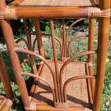 Bamboo and rattan bedside table pair