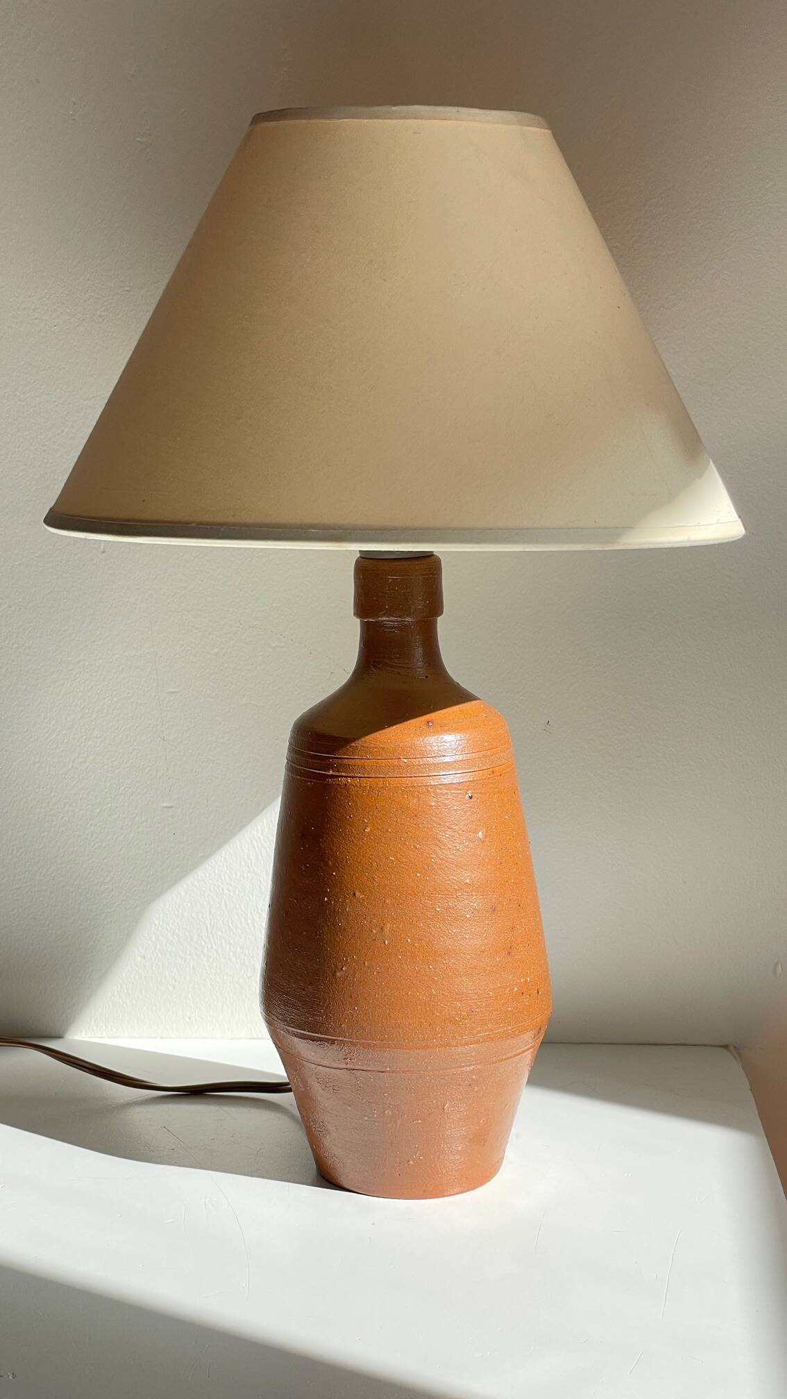 Vintage glazed stoneware lamp from Portugal.