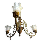 Ancien, rare et important lustre à Gaz d'époque et de style Napoléon III 4,8 kg