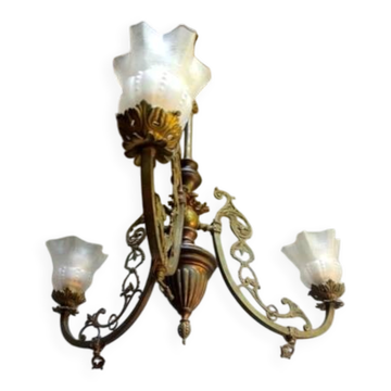 Antique, rare and important gas chandelier from the Napoléon III period and style, weighing 4.8 kg.