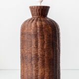 Ceramic Trompe L'Oeil Wicker Table Lamp with New Woven Cream Cord Lampshade