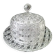 Antique cheese bell on its molded pressed glass tray