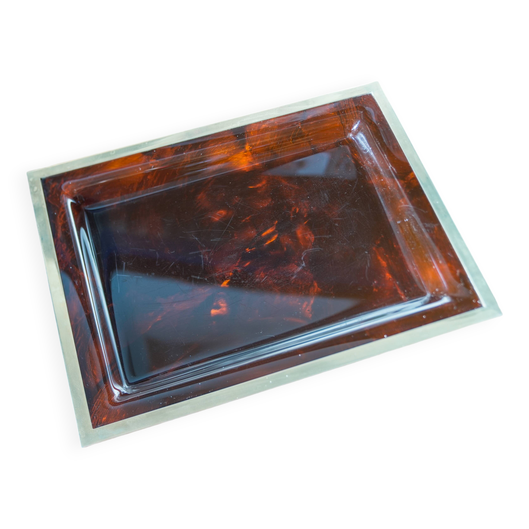 Mid-Century Christian Dior Lucite and Metal Tray - 1970s Designer Piece, France