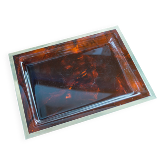 Mid-Century Christian Dior Lucite and Metal Tray - 1970s Designer Piece, France