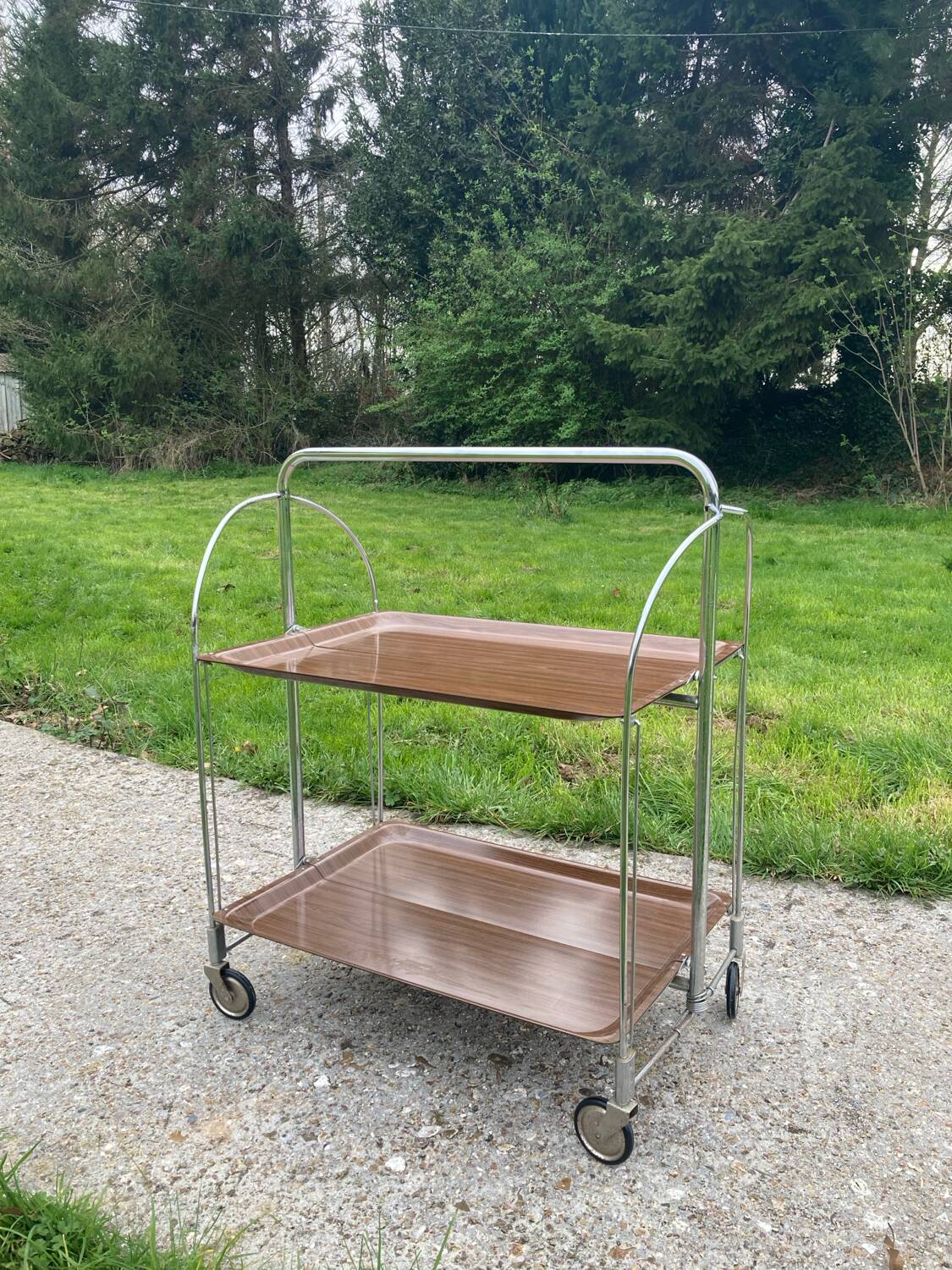 Folding Formica trolley/serving table