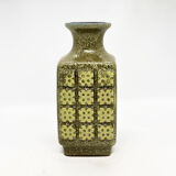 Olive green ceramic vase 3080 A Op Art, VEB Haldensleben Germany 1970s