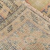 Tapis vintage en laine fait main, saumon doux et bleu marine, 183x264 cm