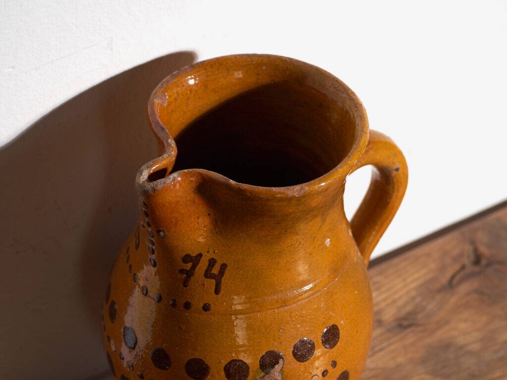 Old glazed ceramic jug – Central Europe, 1974