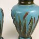 Pair of enamelled ceramic vases Barbotine Art Nouveau