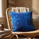 Vessel Motif Rug Cushion, Cobalt Navy Wool, Tribal Kilim Decor 20x20