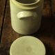 Pot glazed stoneware beige lid handles
