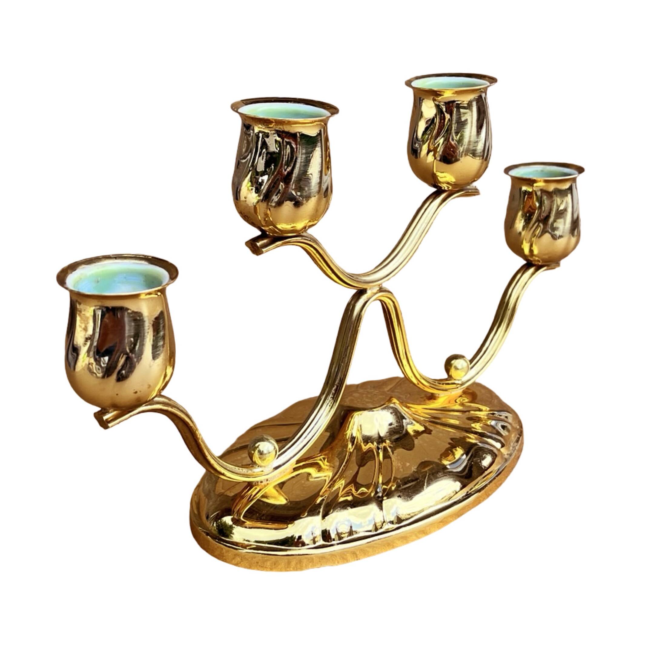 Four-light, gold-plated table candlestick, Germany, 1940s.