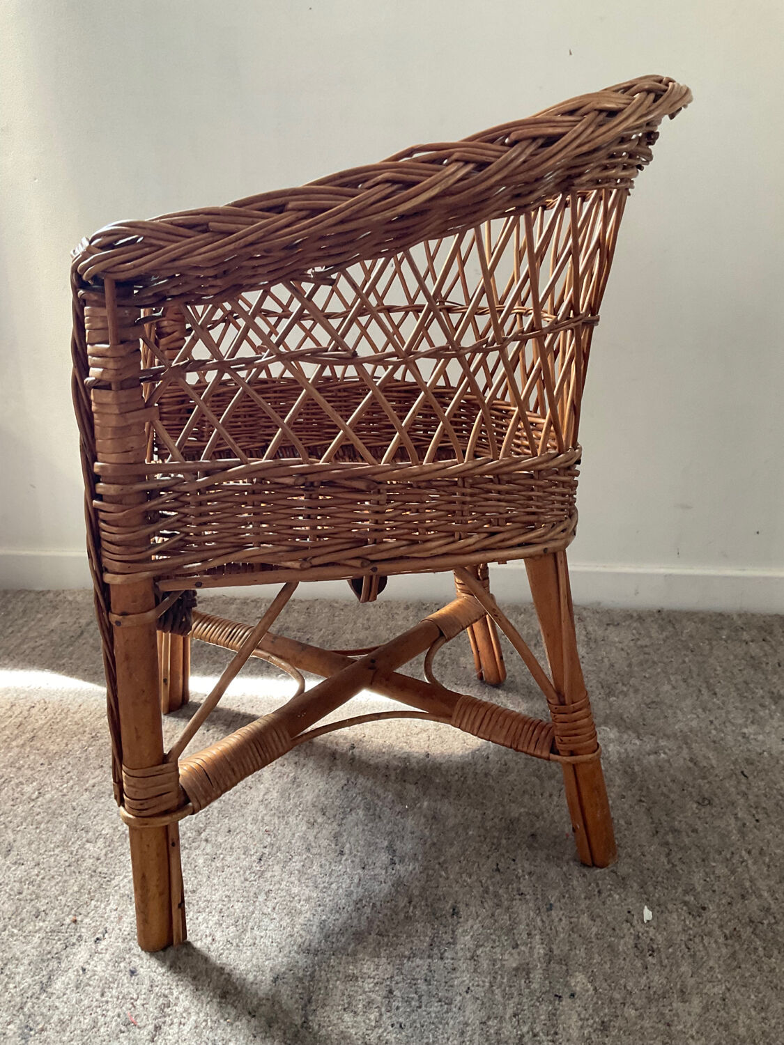 Vintage wicker children's armchair