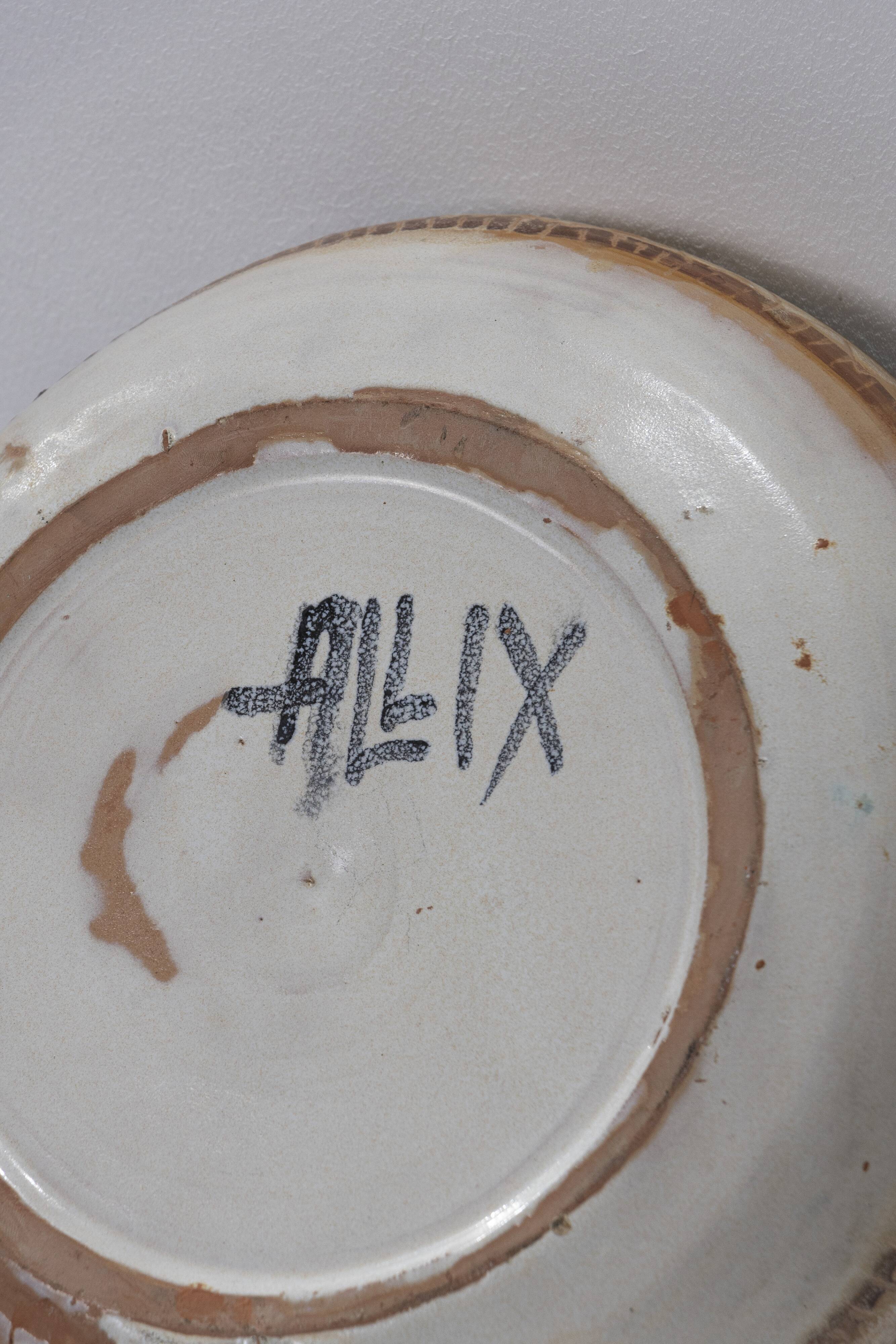 Circular decorated dish in Vallauris ceramic, 1950s