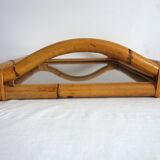 Vintage bamboo tray with smoked glass from the 70s