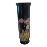 Black ceramic soliflore decorated with tulips - 1960s-1970s