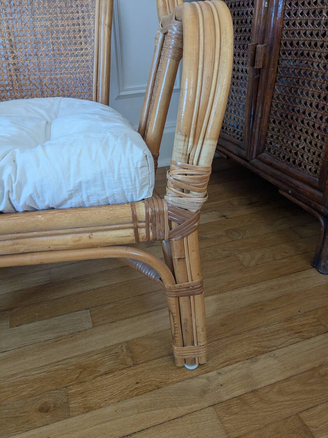 Pair of rattan armchairs