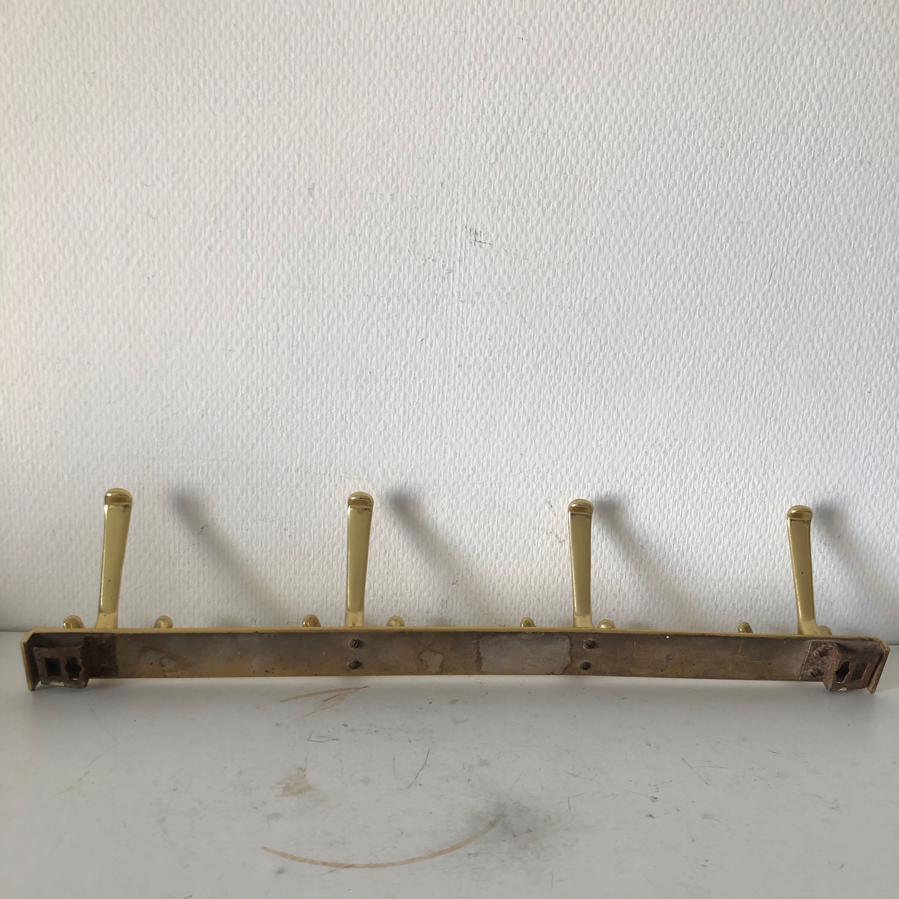 Golden coat rack 4 vintage pads 1960 55x10cm