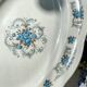 Oval dish Moulin des loups orchis sévigné floral pattern blue gray