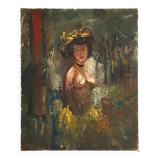 Seated Nude By Fernand Labat, Oil On Canvas 1920s Art Deco Impressionism