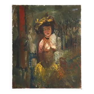 Nu assis de Fernand Labat, huile sur toile, années 1920, Art déco, impressionnisme