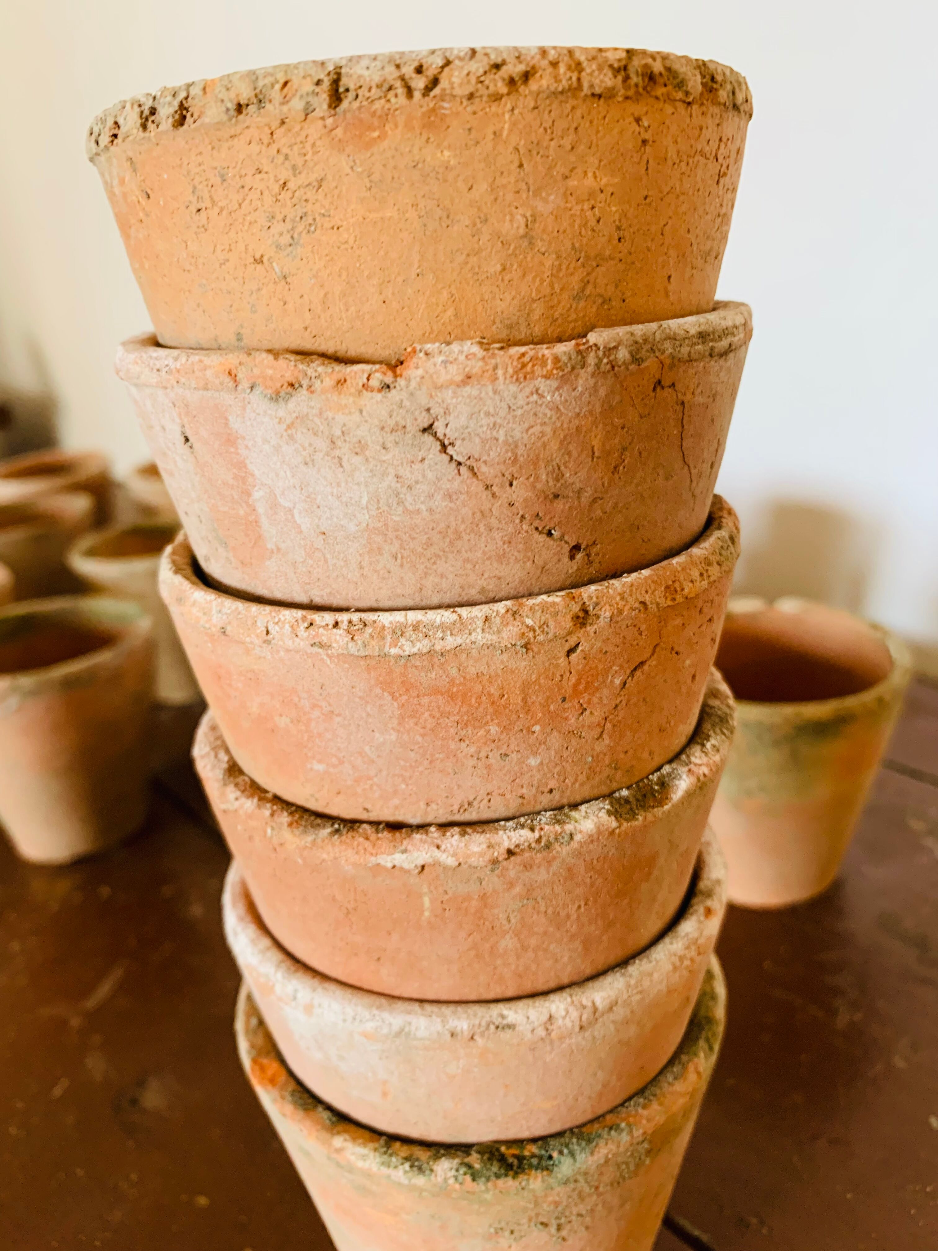 Set of 10 terracotta pots circa 1930 graineterie
