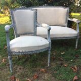 Armchair Cabriolet old Louis XVI style completely renovated