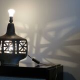Vintage signed lamp base, openwork ceramic.
