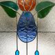 Vitrail décoratif Fleur stylisée – Verre coloré artisanal 40 × 70 cm