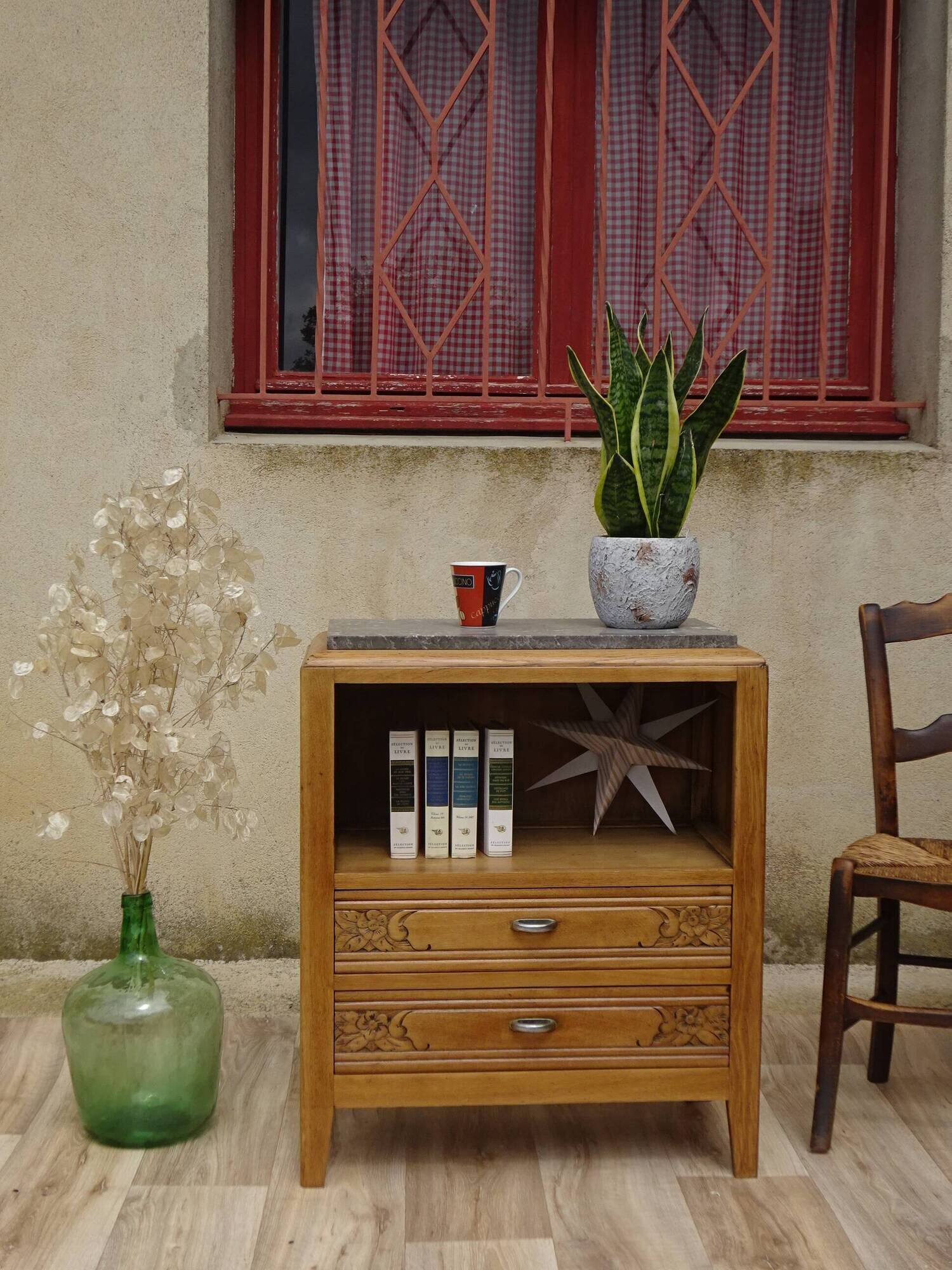 Small Art Deco piece of furniture, marble top.