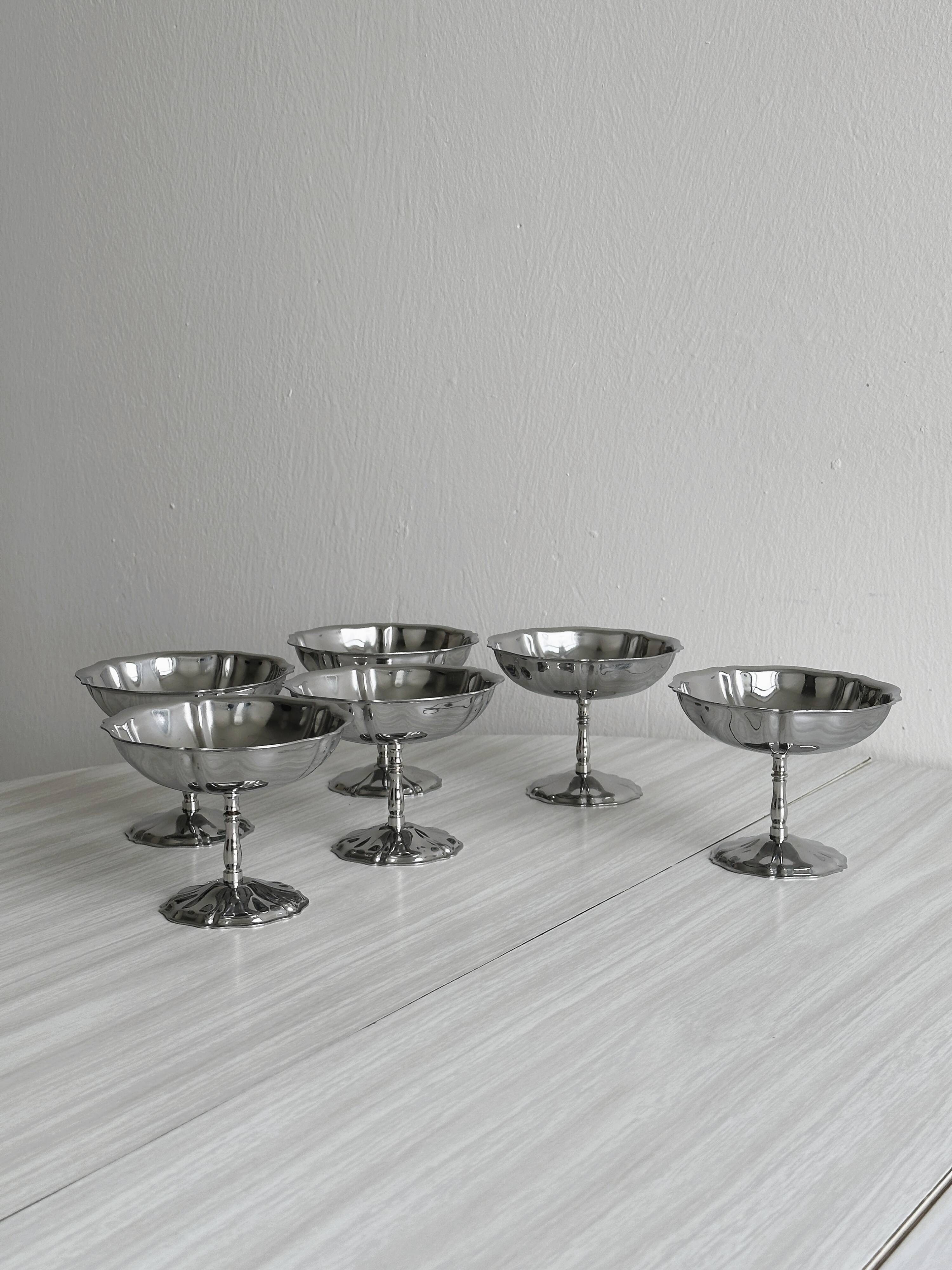 6 Letang Remy stainless steel footed bowls
