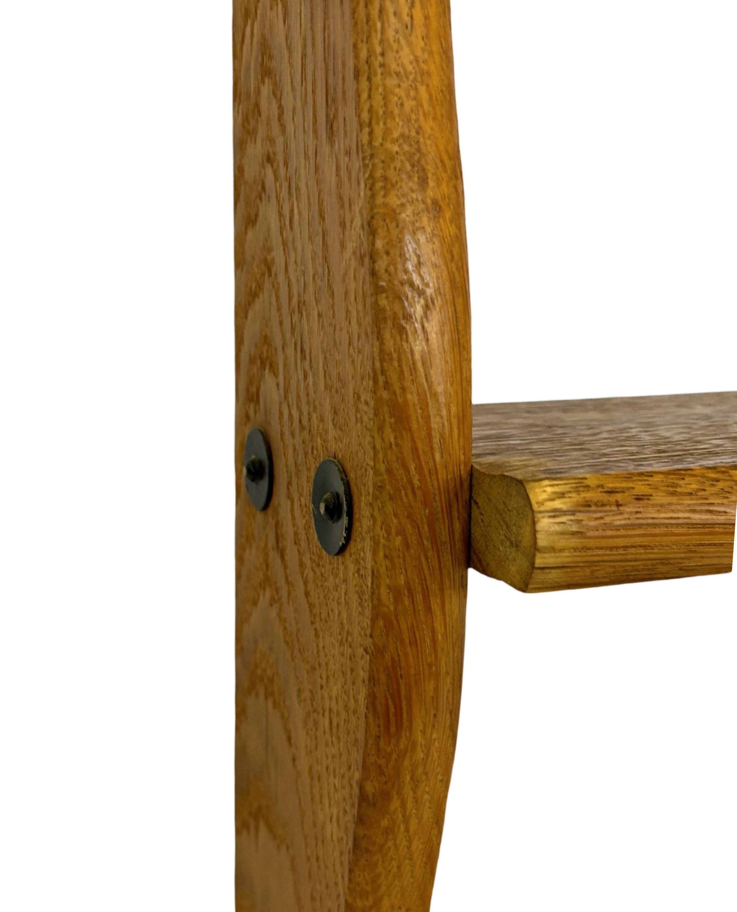 Vintage solid wooden wall rack with 3 shelves 70s oak rack