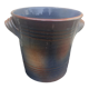 Champagne bucket in blue and beige glazed ceramic, vintage handmade