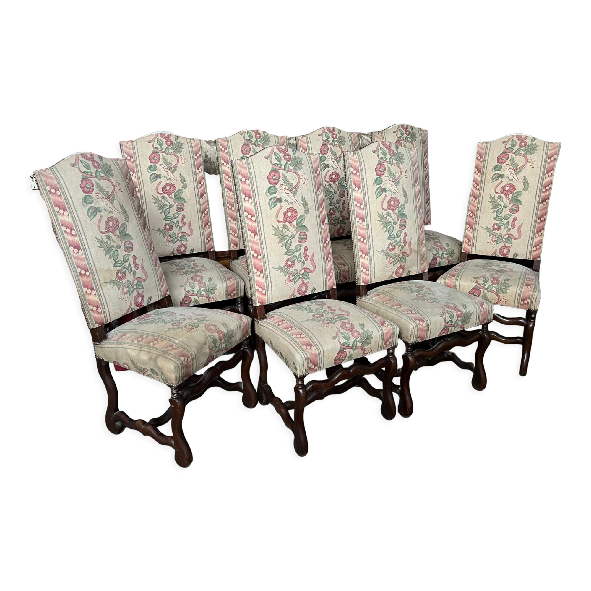 Suite 4 chairs Louis XIII style sheepbone