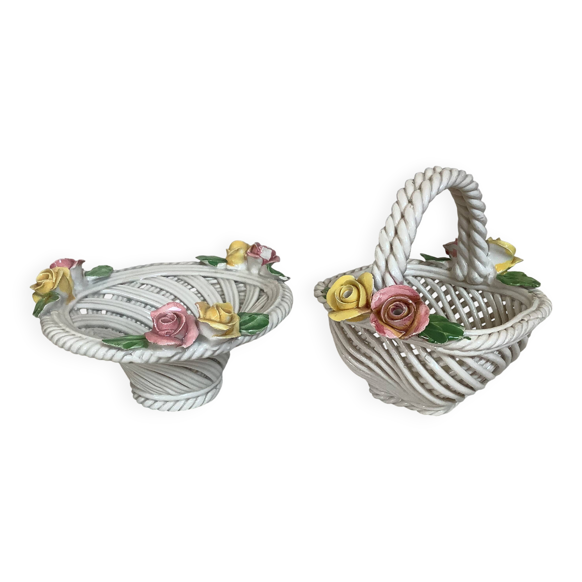 Paire de vide poches en céramique tressée