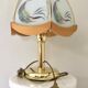 Lampe en verre, bois et métal doré
