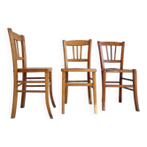 3 chaises bistrot anciennes en bois