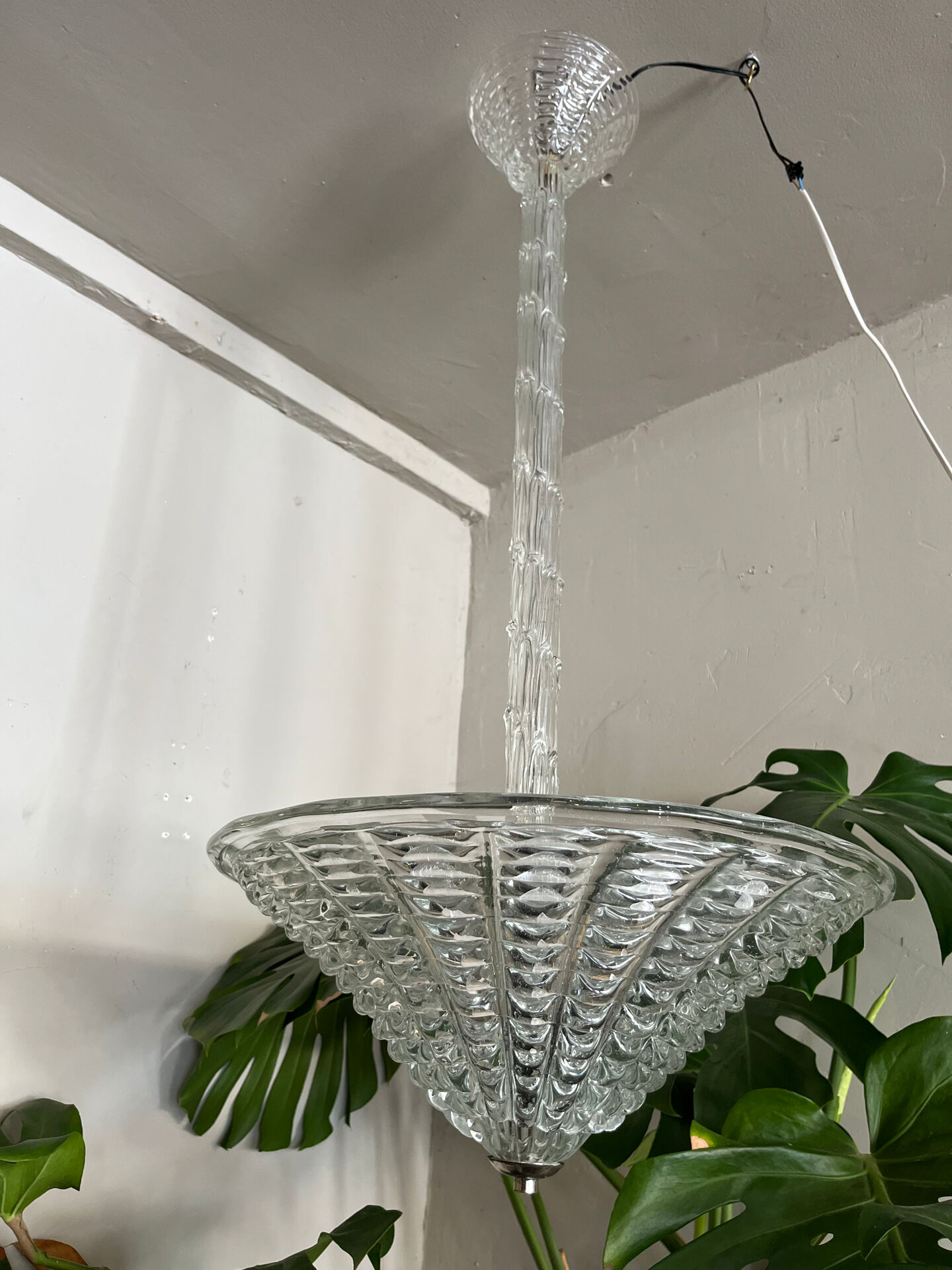 Beautiful Art Deco glass pendant.