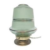 Lampe à poser verre granit vert liseré doré